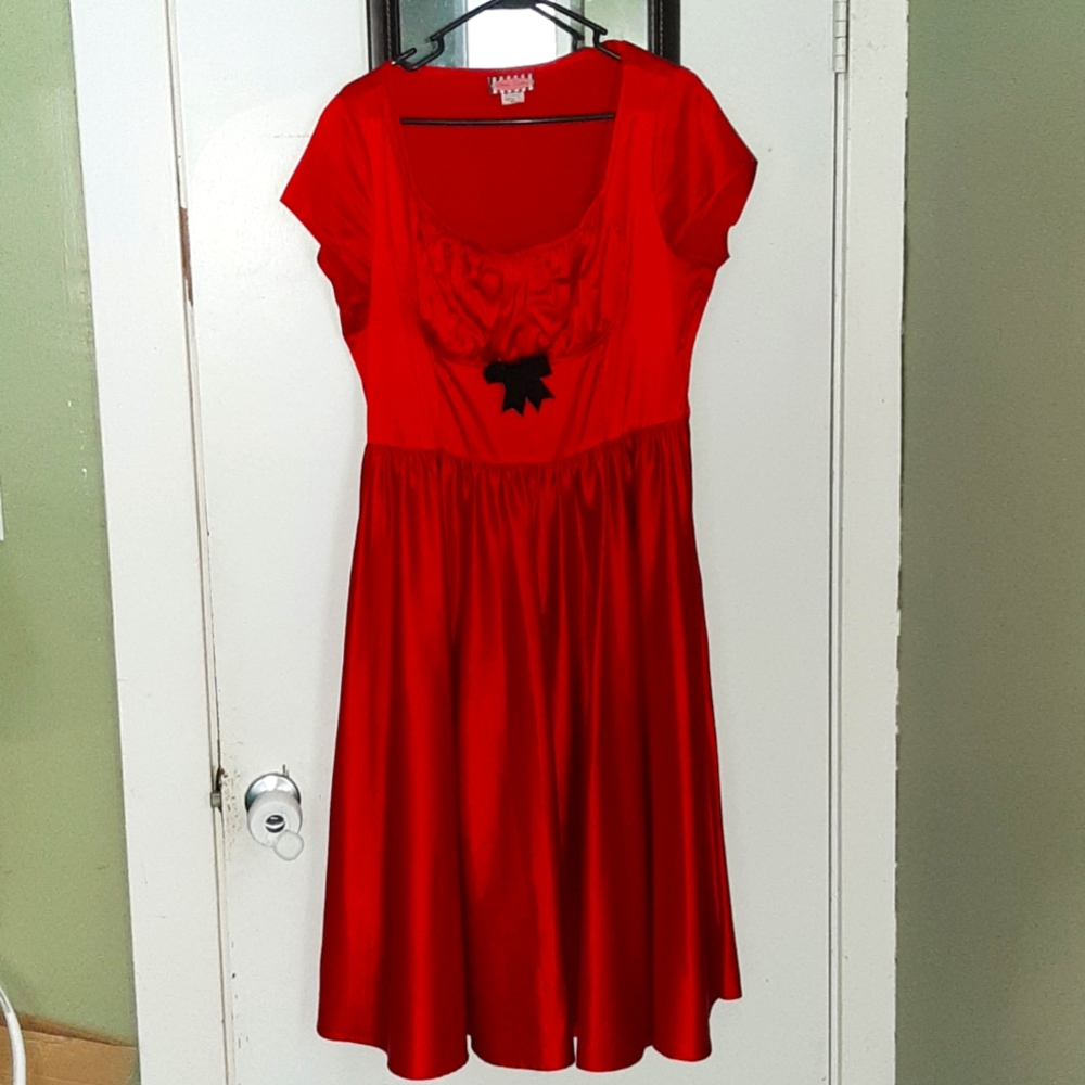 Pinup Couture Evelyn Red Satin Dress